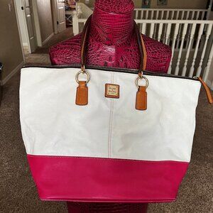Dooney & Bourke Pink/White Colorblock Soft Leather Tote